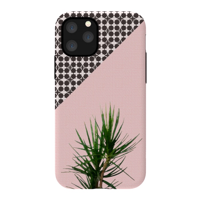 iPhone 11 Pro StrongFit Dracaena Plant on Pink and Lattice Pattern Wall by amini54