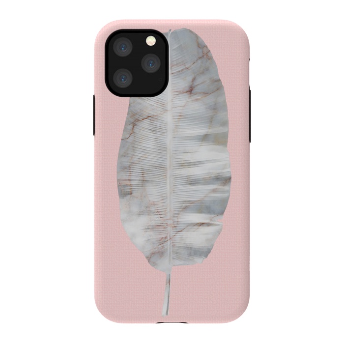 iPhone 11 Pro StrongFit  White Marble Banana Leaf on Pink Wall by amini54