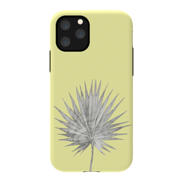 iPhone 11 Pro StrongFit  White Marble Fan Palm Leaf on Yellow Wall by amini54