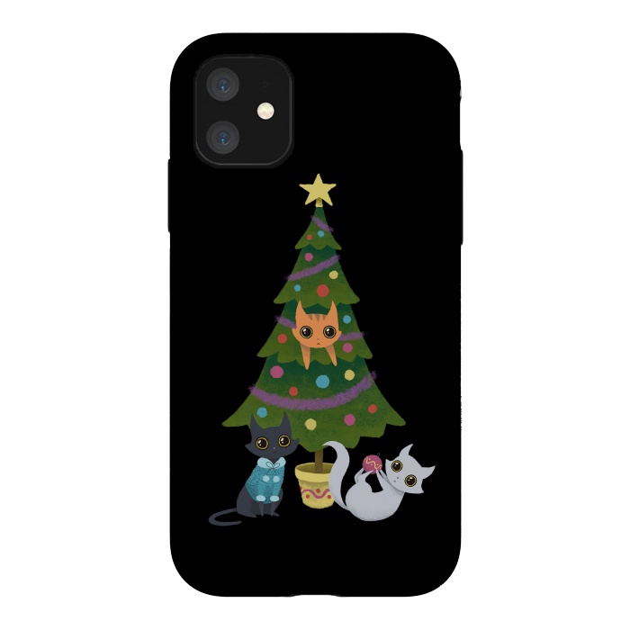 iPhone 11 StrongFit Meowy christmas by Laura Nagel