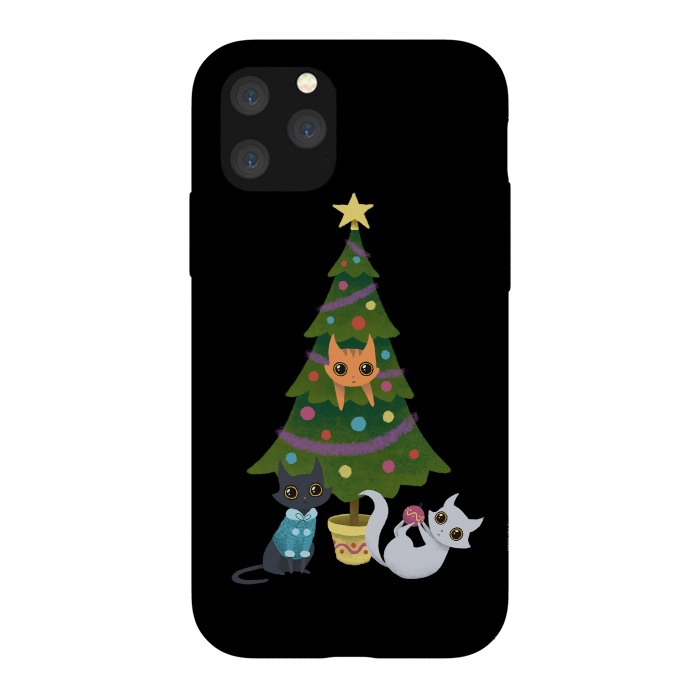 iPhone 11 Pro StrongFit Meowy christmas by Laura Nagel