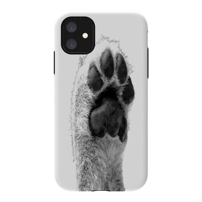 iPhone 11 StrongFit Black and White Dog Paw by Alemi