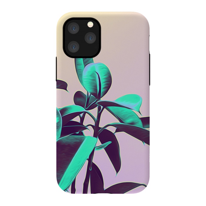 iPhone 11 Pro StrongFit Iridescent Green Leaves by Alemi