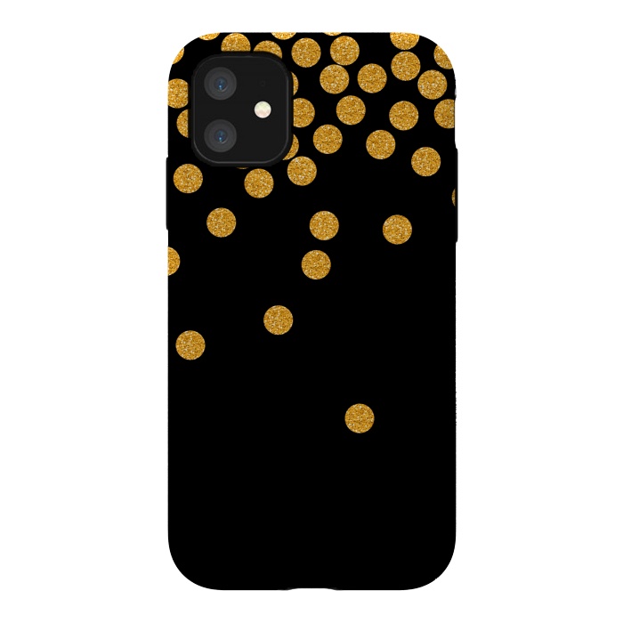 iPhone 11 StrongFit Black Polka Gold by Alemi