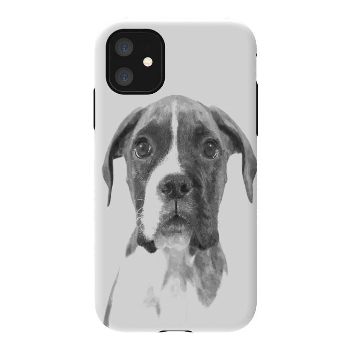 iPhone 11 StrongFit Black and White Boxer Dog by Alemi