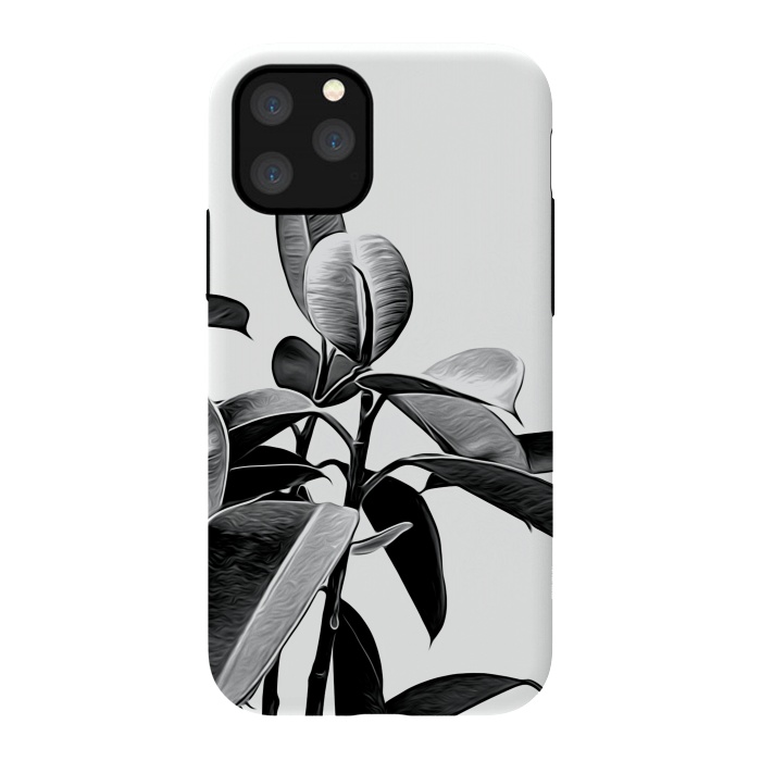 iPhone 11 Pro StrongFit Black and White Leaves by Alemi