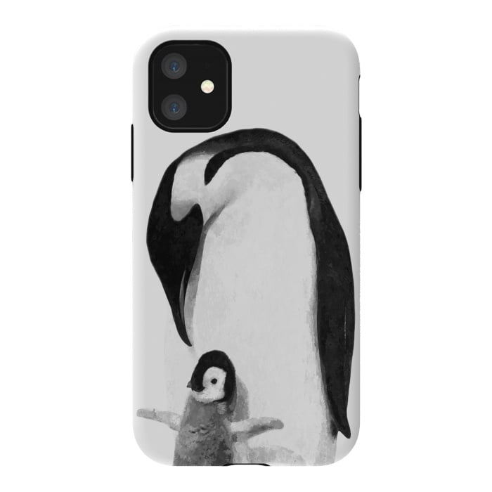 iPhone 11 StrongFit Black and White Penguins by Alemi