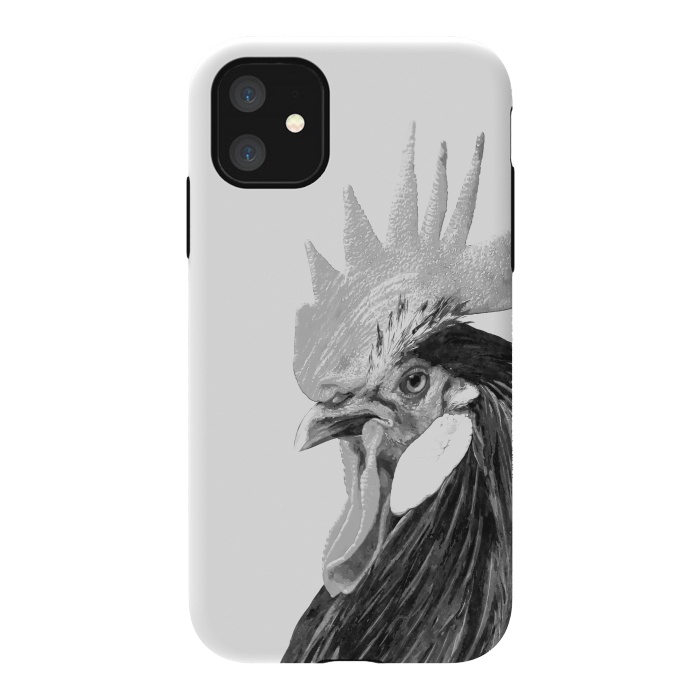 iPhone 11 StrongFit Black and White Rooster by Alemi