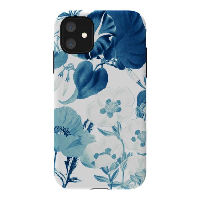 iPhone 11 StrongFit Indigo blue watercolor flowers by Oana 