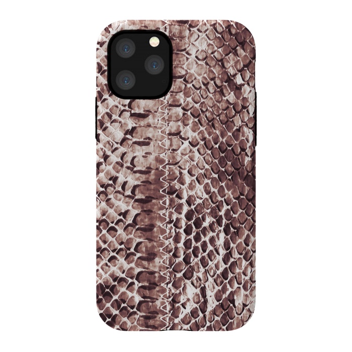 iPhone 11 Pro StrongFit Reddish brown snake skin animal print by Oana 