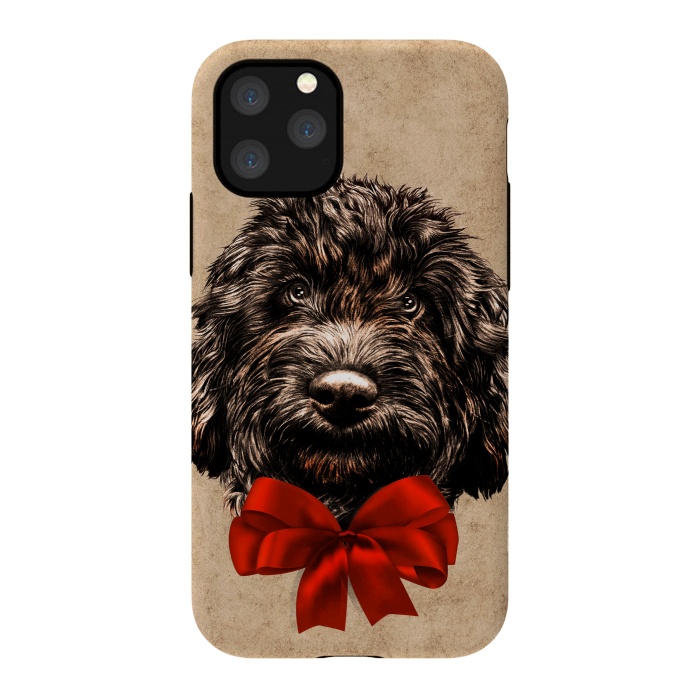 iPhone 11 Pro StrongFit Dog Cute Vintage Puppy Pet with Red Bow by BluedarkArt