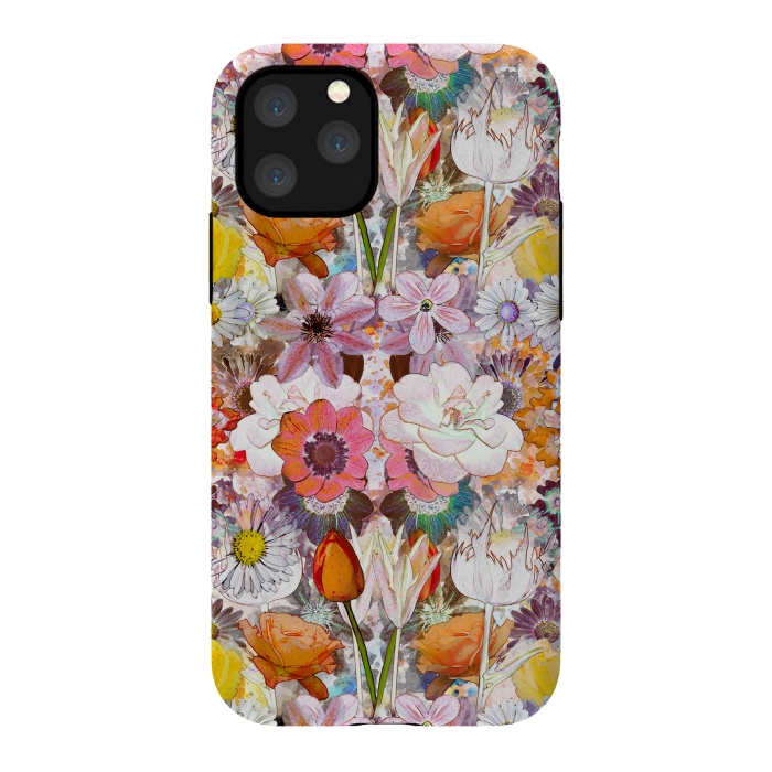 iPhone 11 Pro StrongFit Colorful painted Marie Antoinette flowers by Oana 
