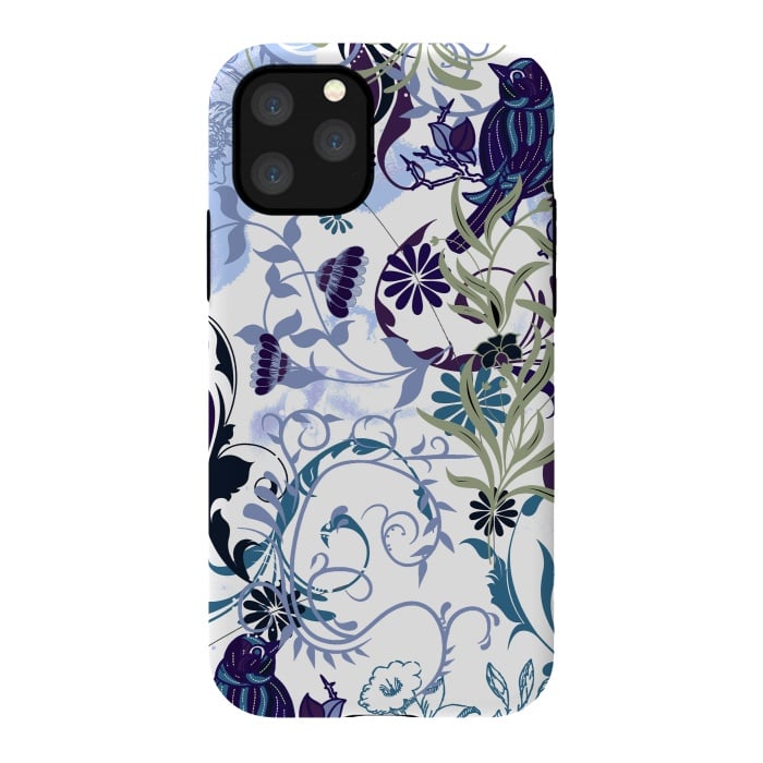 iPhone 11 Pro StrongFit Line art botanical illustration - flowers and birds by Oana 