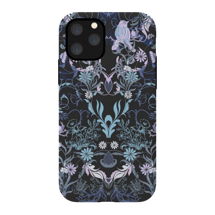 iPhone 11 Pro StrongFit Line art elegant flowers and birds pattern by Oana 