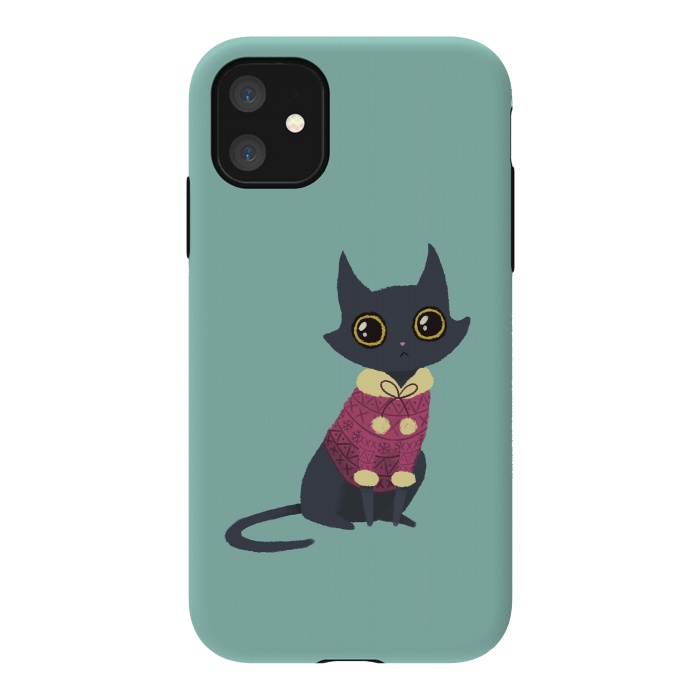 iPhone 11 StrongFit Cozy cat red by Laura Nagel