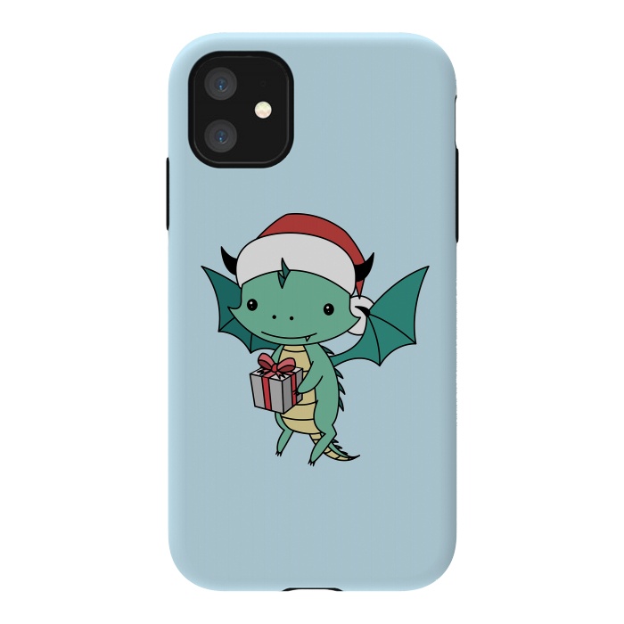iPhone 11 StrongFit Christmas dragon by Laura Nagel