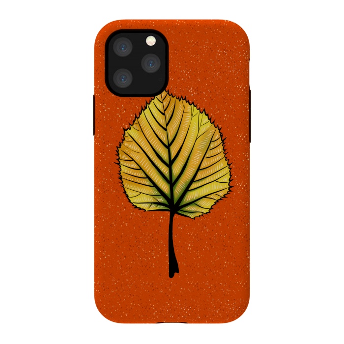 iPhone 11 Pro StrongFit Yellow Linden Leaf On Orange | Decorative Botanical Art by Boriana Giormova