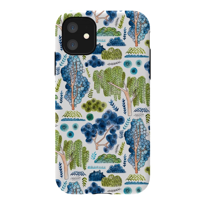 iPhone 11 StrongFit Watercolor Chinoiserie Trees  by Tigatiga