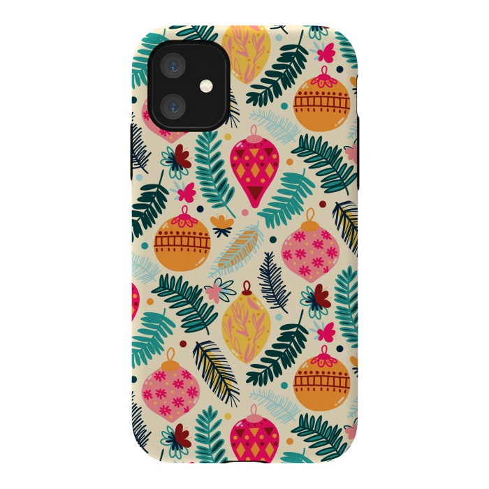 iPhone 11 StrongFit Colorful Christmas - Cream  by Tigatiga
