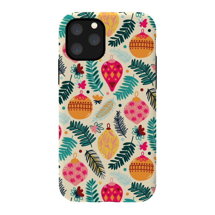 iPhone 11 Pro StrongFit Colorful Christmas - Cream  by Tigatiga