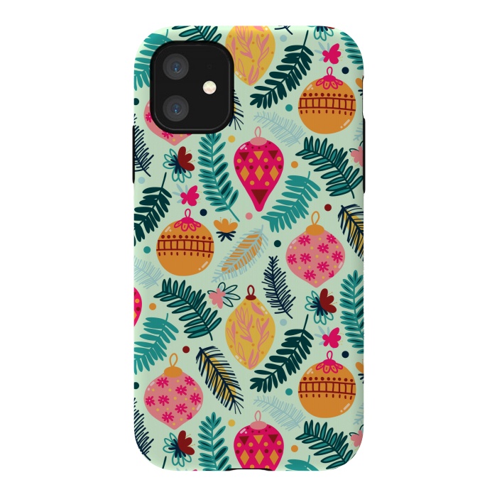 iPhone 11 StrongFit Colorful Christmas - Mint  by Tigatiga