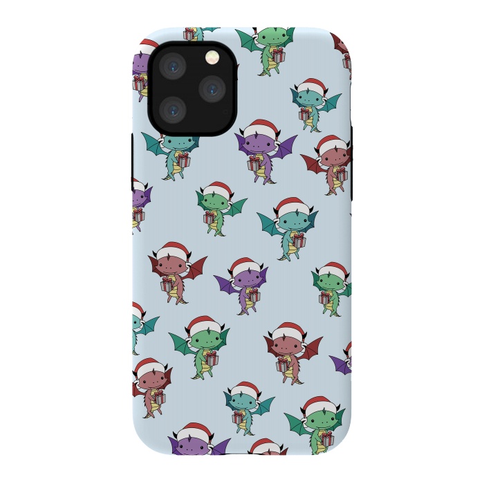 iPhone 11 Pro StrongFit xmas dragon pattern by Laura Nagel