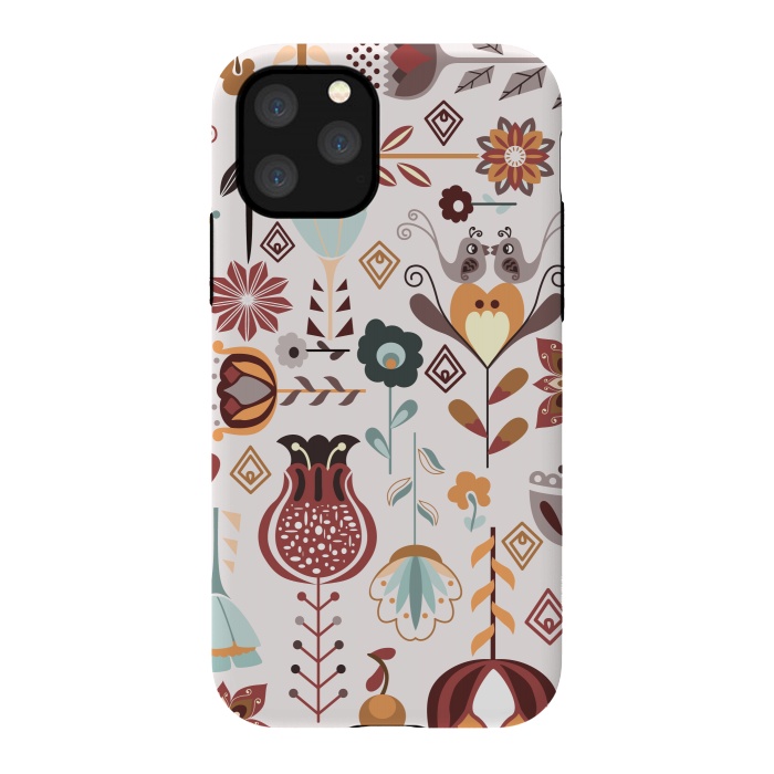 iPhone 11 Pro StrongFit Scandinavian Flowers in Orange and Blue by Paula Ohreen