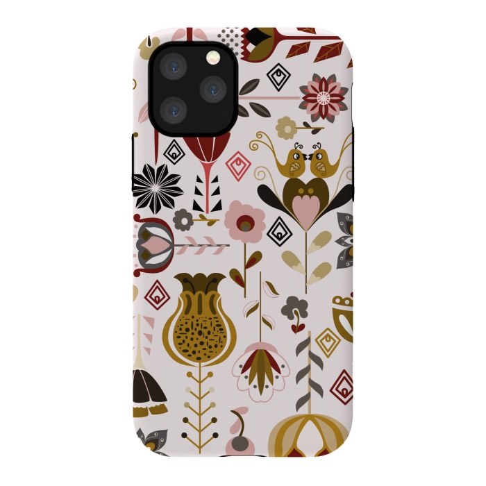 iPhone 11 Pro StrongFit Scandinavian Flowers in Mustard and Pink by Paula Ohreen