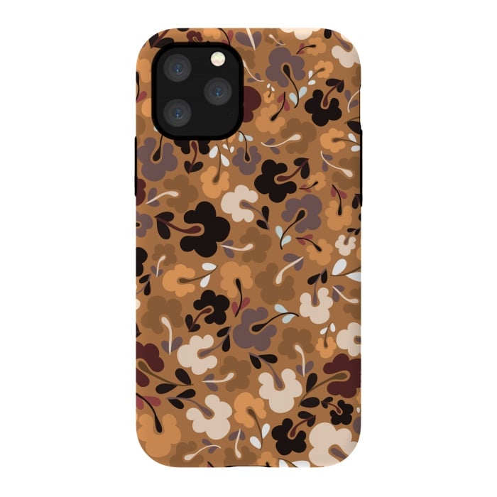 iPhone 11 Pro StrongFit Ditsy Flowers in Mustard and Brown by Paula Ohreen