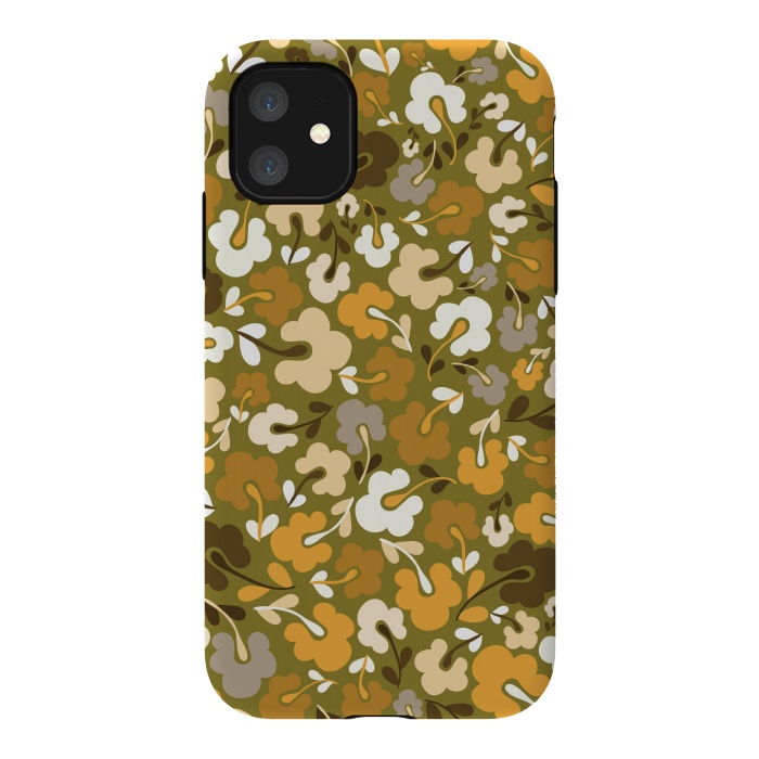iPhone 11 StrongFit Ditsy Flowers in Green by Paula Ohreen