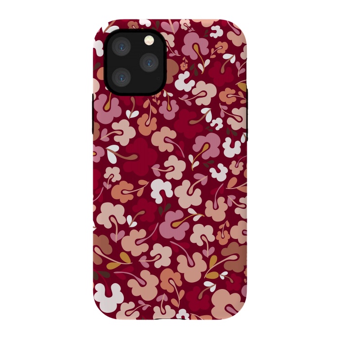 iPhone 11 Pro StrongFit Ditsy Flowers in Pink and Orange by Paula Ohreen