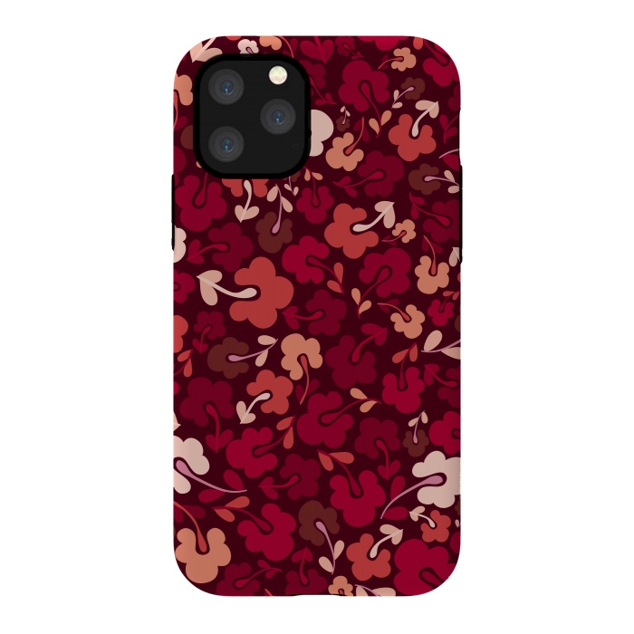 iPhone 11 Pro StrongFit Ditsy Flowers in Pink and Red by Paula Ohreen