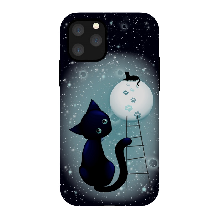 iPhone 11 Pro StrongFit Blue Kitty Dream on the Moon by BluedarkArt