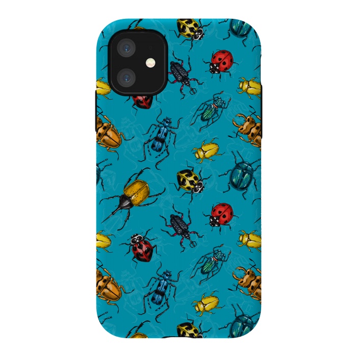 iPhone 11 StrongFit Beetles, hand drawn pattern by Katerina Kirilova