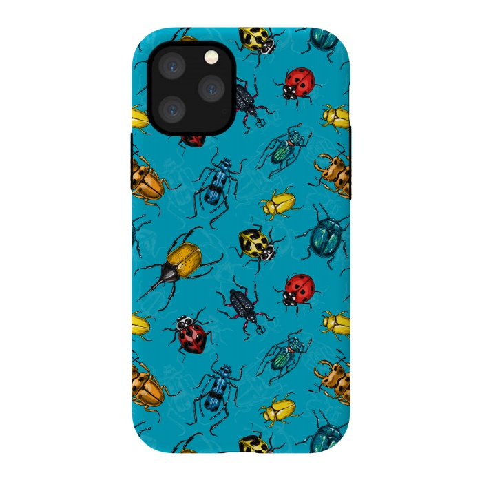 iPhone 11 Pro StrongFit Beetles, hand drawn pattern by Katerina Kirilova