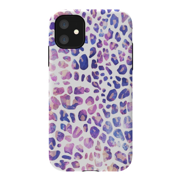 iPhone 11 StrongFit Purple pink painted leopard print by Oana 