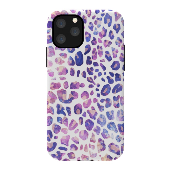 iPhone 11 Pro StrongFit Purple pink painted leopard print by Oana 