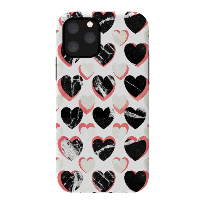 iPhone 11 Pro StrongFit Marble hearts - 3d pattern by Oana 