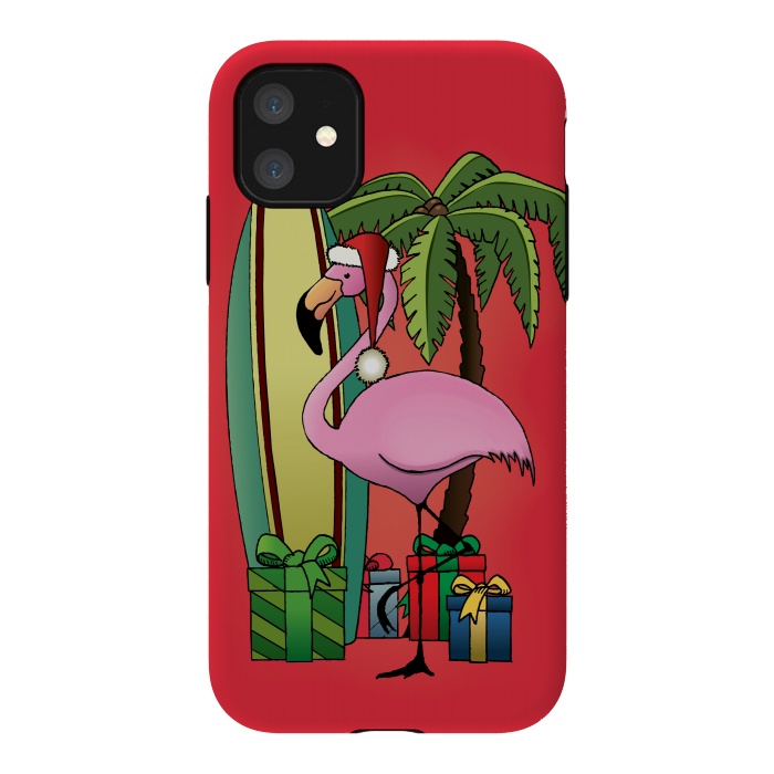 iPhone 11 StrongFit Xmas Flamingo by Mangulica