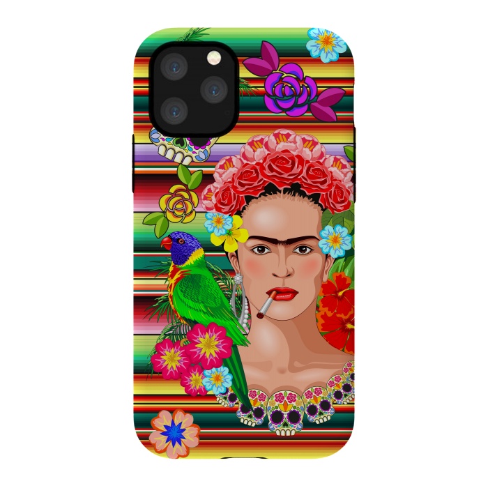 iPhone 11 Pro StrongFit Frida Kahlo Floral Exotic Portrait  by BluedarkArt