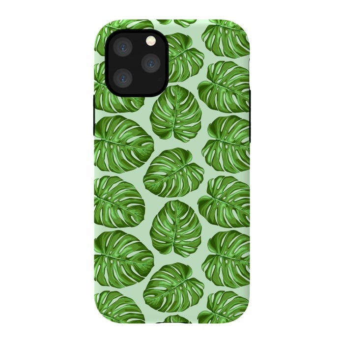 iPhone 11 Pro StrongFit Monstera Tropical Leaves Seamless Textile Patten  by BluedarkArt