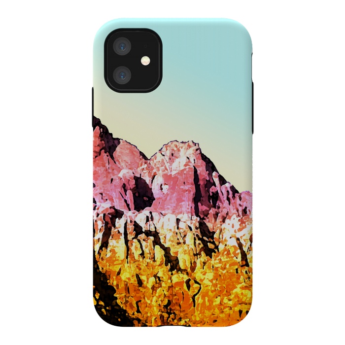 iPhone 11 StrongFit Gold and Pink Mountain by Creativeaxle