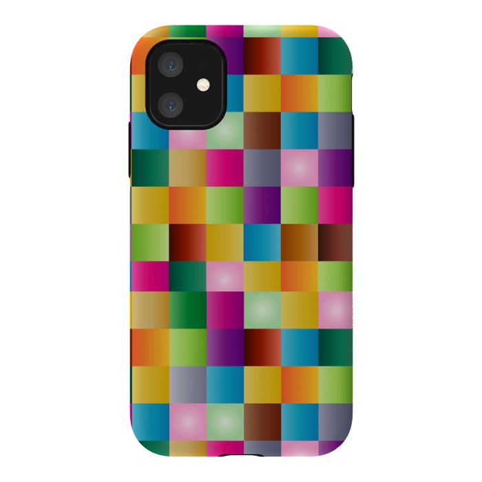iPhone 11 StrongFit multi colour squares by MALLIKA