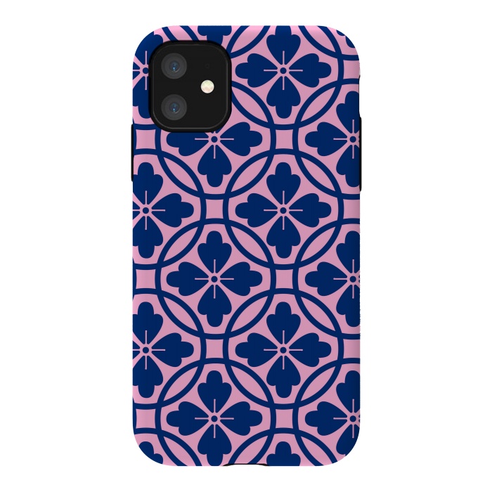 iPhone 11 StrongFit blue pink floral pattern 2 by MALLIKA