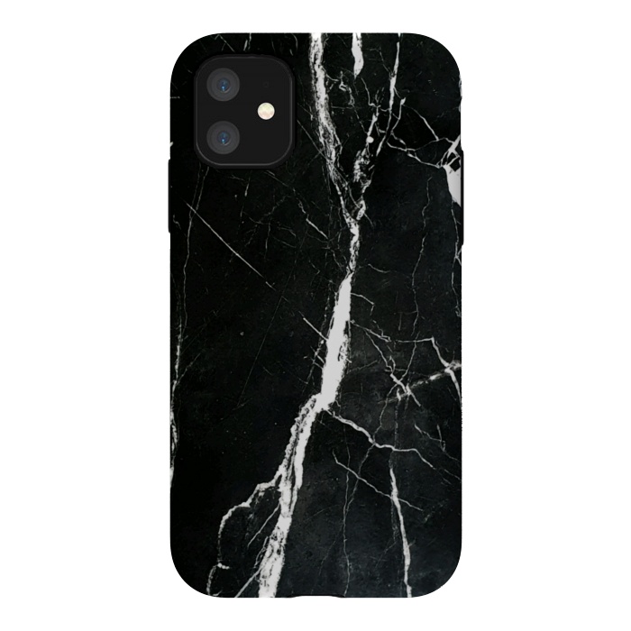 iPhone 11 StrongFit Elegant black marble with white cracks by Oana 