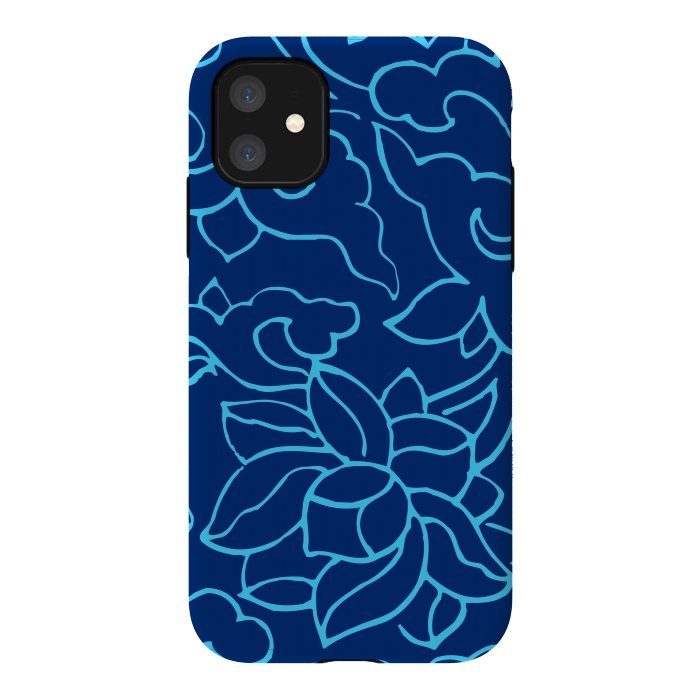 iPhone 11 StrongFit BLUE FLORAL PATTERN 3 by MALLIKA
