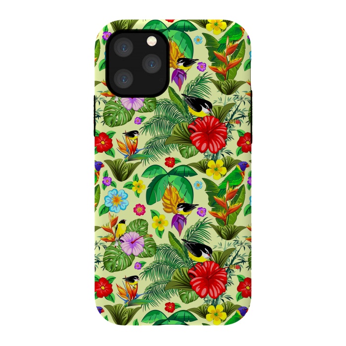 iPhone 11 Pro StrongFit Birds and Nature Floral Exotic Seamless Pattern by BluedarkArt