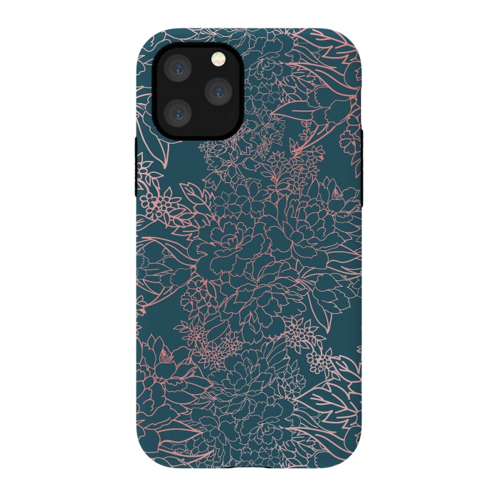 iPhone 11 Pro StrongFit Luxury floral coral strokes doodles design by InovArts