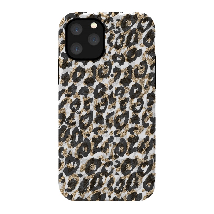 iPhone 11 Pro StrongFit Elegant gold leopard animal print pattern by InovArts