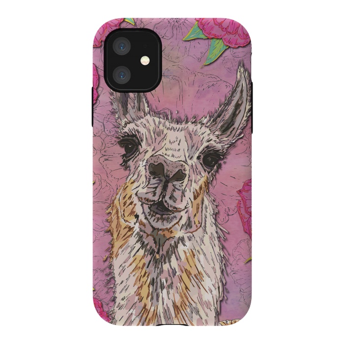iPhone 11 StrongFit Perfectly Pink Llama by Lotti Brown